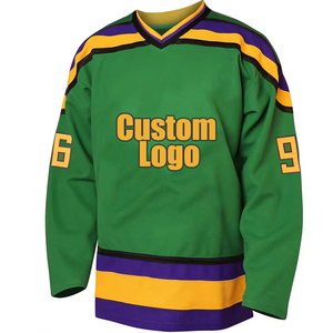 Maillot de hockey sur glace personnalisé en polyester respirant avec logo frontal, chemise uniforme à manches longues, nom de l'équipe, numéro du joueur - Product Image 2