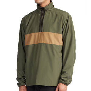 Proveedor de Ropa Masculina de Moda OEM, Chaqueta Deportiva Cortavientos al por Mayor, Bloques de Color, Lisa, Media Cremallera, Cortavientos - Product Image 5