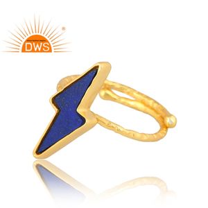 El mejor diseño de plata esterlina, anillo de piedras preciosas de lapislázuli Natural chapado en oro de 18 quilates, joyería de diseño fino Demi para mujer, regalo para ella - Product Image 4