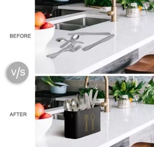 Best Quality Luxury Black Metal Cutlery Holder With Handle in Wholesale Price - Product Image 3