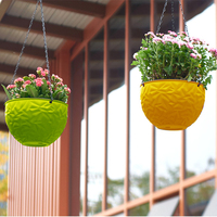 Pot de fleurs en plastique, lot de deux pots suspendus de couleur marron de 9,84 pouces, jardinière pour la maison et le jardin