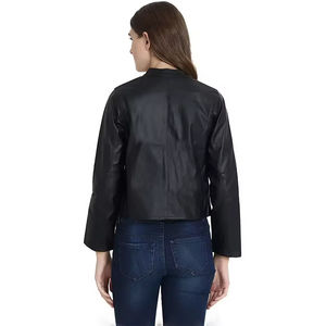 Veste en cuir véritable pour femmes Confort toute la journée et style pour le travail et les week-ends Look raffiné avec matériau de remplissage en coton - Product Image 3
