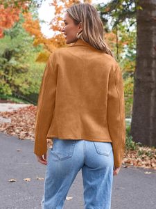 Chaquetas de piel sintética para mujer, moda de otoño de gamuza, trajes de 2025, ropa de invierno, abrigo recortado con frente abierto, prendas de vestir - Product Image 5