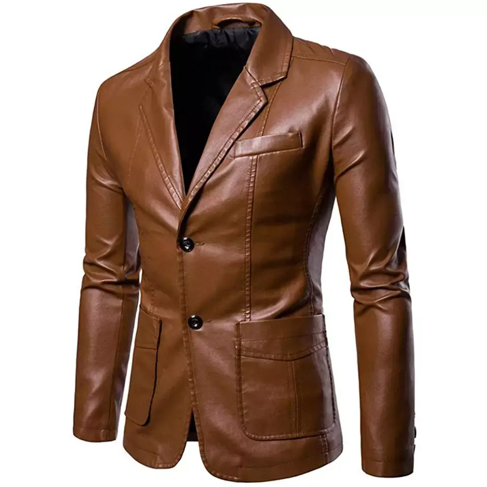 Customized Men Fashion Genuine Leather Blazer For Men 2 Button Sheep Skin All Colors /Blazer For Adult Coats Latest Style Men
