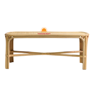 Venta al por mayor artículo caliente Silla de Banco de mimbre natural con asiento de ratán estilo bohemio Vintage para sala de estar dormitorio fabricante de hoteles - Product Image 2