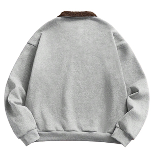 Sweat-shirt décontracté en polaire pour homme 2025 avec col - Solide, chaud, 100% coton, manches longues, bouton, pull-over, séchage rapide - Product Image 3