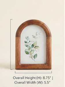 Wood Photo <b>Frame</b> Arched Top Minimalist <b>Design</b> 8.75x5.5 Inch <b>Wall</b> Mount Vertical Orientation - Product Image 1