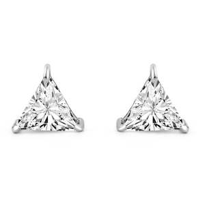 NOVAMART Fine Zarkan Trendy Gold-Plated <b>Silver</b> <b>Stud</b> <b>Earrings</b> with Single Zircon Pyramid Cute Geometric Rose Gold Diamond <b>Studs</b> f - Product Image 2