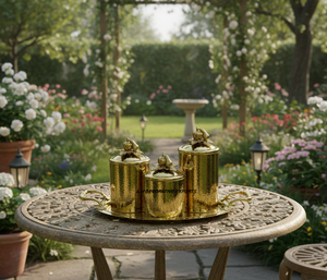 Elegant Luxury Gold Handcrafted Eco-Friendly Stainless Steel <b>Canisters</b> & Tray Decorative Kitchen & Food Storage - Product Image 4