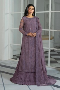 ชุดสูท shalwar kameez ผ้าชีฟองปักลายสำหรับงานปาร์ตี้ - Product Image 6