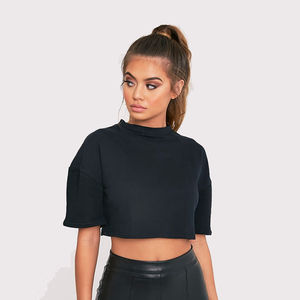 Camisetas Cortas Personalizadas de Alta Calidad para Mujer, Tops Cortos de Yoga y Fitness, Cuello Redondo, Manga Corta, Verano, Unisex - Product Image 2