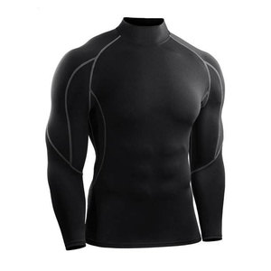 Mock Neck <b>Compression</b> Shirt Breathable Quick Dry Lightweight Men's Long Sleeve <b>Compression</b> <b>Base</b> <b>Layer</b> Top Many Colors - Product Image 3