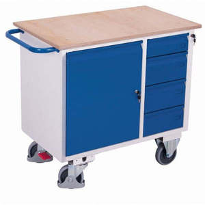 Chariot d'atelier Variofit à 4 tiroirs, capacité de 400 kg, caoutchouc thermoplastique - pour le stockage en entrepôt, modèle SW-985.000 - Product Image 1