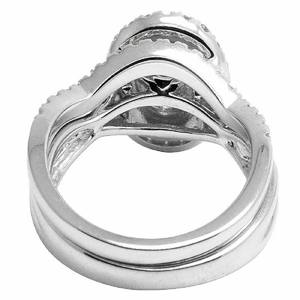 Ensemble de mariée Moissanite coupe ronde en argent 925 glacé bagues de fiançailles pour femmes cadeau de bijoux élégant - Product Image 5