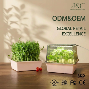 Kit di Coltivazione 2-in-1 per Semenzai e Microgreens con Luce LED 8W, Scatola di Germinazione con Cupola a Umidità Regolabile, Starter per Semina con Auto-Irrigazione - Product Image 1