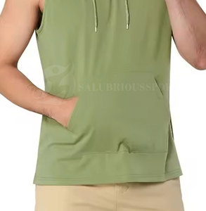 Hiver Hommes Pullover Sleeveless French Terry Hoodies Design personnalisable Plain Dyed Breathable Windproof Cotton Blend for Gym - Product Image 5
