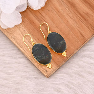 Pendientes de Ágata de Sangre en Oferta, Pendientes de Latón Chapados en Oro Amarillo, Estilo Moderno, Pendientes de Latón para Bodas y Fiestas - Product Image 5