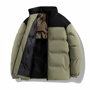 Chaqueta acolchada de algodón grueso para hombre y mujer, chaqueta acolchada de algodón con cuello levantado, tendencia de invierno de calle alta, marca teñida lisa de talla grande - Product Image 5