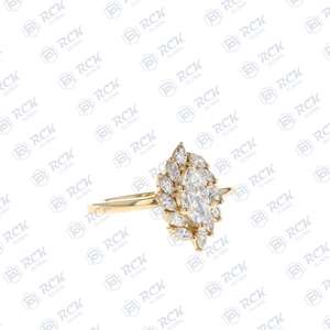 0,50 CTW Marquise Cut Cluster Moissanite Ring para mujer/Anillo de regalo de aniversario Band para el amor - Product Image 6