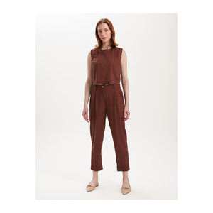 Pantalons en viscose et lin pour femmes avec ceinture élastique, ensembles confortables - Product Image 2