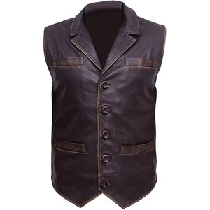 Chaleco de cuero de diseñador para hombre, ropa de abrigo sin mangas Retro de motocicleta ajustada de lujo, ropa de calle elegante - Product Image 1