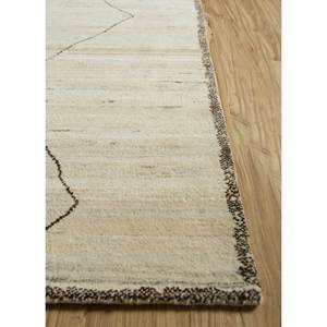 Alfombra de Lana Afgana Anudada a Mano Zuri Ivory, Patrón Geométrico Abstracto Enm-3054, Alfombra Rectangular Nueva para Sala de Estar o Pasillo, Viscosa - Product Image 4