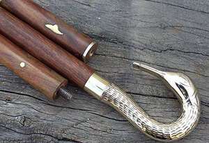 Bâton de marche Antique Viking. Bâton de marche en bois fait à la main en laiton tête de loup de créateur vintage 36 "pouces cadeau antique - Product Image 4