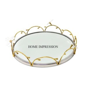 Modern Creative Art Collection Most Fancy Unique Designer Round Shape <b>Mirror</b> <b>Tray</b> From Indian Manufacturer From Indian Supplier - Product Image 1