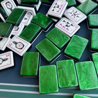 Tuiles de Mahjong Américain Noires de Luxe « Sorcière » – Ensemble de 160 Tuiles en Acrylique Premium avec Dos Vert Jade – Collection Mystique Halloween Designer