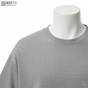 Camiseta de Manga Larga para Hombre, Estilo Desgastado con Lavado Ácido, Algodón Grueso de Doble Capa, Corte Cuadrado, Personalizada por el Fabricante - Product Image 4
