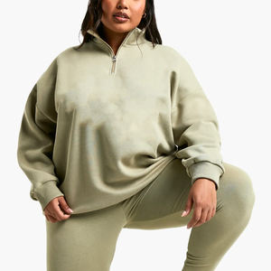 Artículo más vendido de alta calidad Sudadera de mujer Tallas personalizadas Quater Zip 100% Cotton Fleece Streetwear sudadera de mujer - Product Image 6