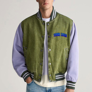 Blouson universitaire en cuir color block personnalisé pour homme 2026, col montant, réversible, streetwear, coupe oversize, vêtement d'hiver - Product Image 1