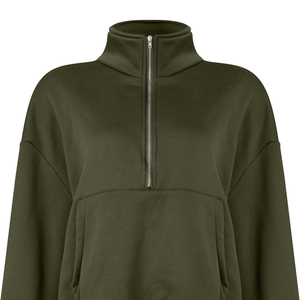 Best-Selling Women's Turtleneck Sweatshirt Custom 100% Cotton Printed Logo Front Zipper-<b>Up</b> Breathable Quick-Dry Casual Winter - Product Image 4