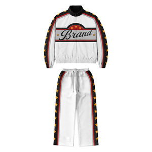 Ensemble de survêtement coupe-vent zippé ample sur mesure pour hommes, grande taille, avec pantalon de jogging évasé en nylon et survêtement cargo en polyester pour hommes - Product Image 3