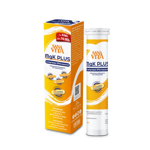 Sanavita, Marca Italiana, MgK Plus 20 Tabletas Efervescentes de Magnesio y Potasio para Reducir el Cansancio y la Fatiga, para Distribuidores - Product Image 1