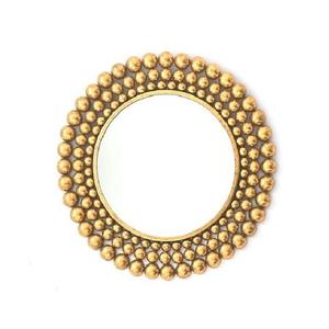 Miroir mural rond en métal et verre doré avec cadre à billes, miroir mural moderne européen de haute qualité pour salle de bain - Product Image 1