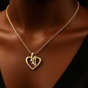 Collar con Colgante de Corazón Abierto Cristiano en Plata de Ley 925 con Rodio y Oro Vermeil de 14K, Adornado con Diamantes CZ, Elegante Regalo de Amor - Product Image 3