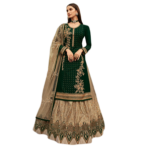 Ensemble de Lehenga de créateur avec haut et dupatta, en Georgette lourde avec broderies, pour les fêtes, les mariages, vêtements indiens et pakistanais - Product Image 1