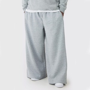 กางเกงวอร์มขาบาน4oogsm สำหรับผู้ชายกางเกงวอร์มขาบานสีเทาสีทึบออกแบบโลโก้ได้ตามต้องการ - Product Image 1