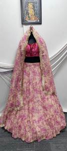 Conjunto de Lehenga Choli con Estampado Floral de Secado Rápido para Mujer, con Dupatta, Blusa Marrón, Ropa Festiva para Invierno y Verano - Product Image 4