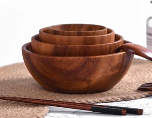 Wooden Serving <b>Bowl</b> <b>Set</b> for Salad <b>Pasta</b> Fruit Snack Rustic Natural Acacia Wood <b>Bowls</b> Aidea Wood Dinnerware - Product Image 2
