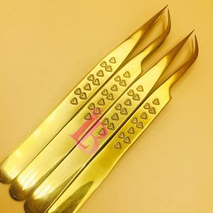 Pinzas para Pestañas Nuevas, Pinzas Profesionales para Extensión de Pestañas de Mink, Pinzas Doradas con Forma de Corazón, Logotipo de Pestañas Planas, Oferta de Alta Calidad - Product Image 6