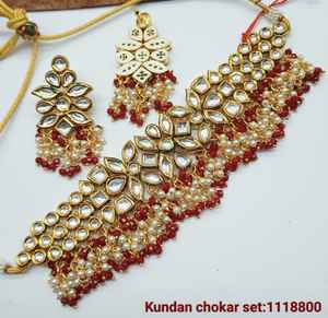 INDIAN TRADITIONAL and FASHIONABLE COPPER <b>JEWELLERY</b> BRIDAL WEDDING <b>JEWELLERY</b> <b>SET</b> for WOMEN EARRINGS and NECKLACE <b>SET</b> - Product Image 2