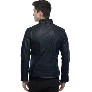 Chaqueta de moto de moda de invierno de diseño personalizado chaqueta de cuero negro de negocios masculino para hombre - Product Image 4