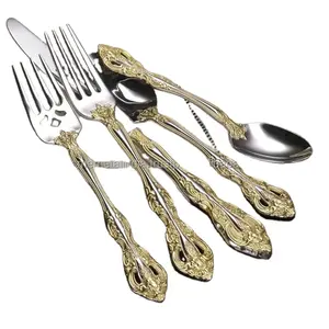 Unique <b>Cutlery</b> <b>Set</b> in Stainless Steel with <b>Gold</b> and Silver Handle Perfect for Weddings and Elegant Hotel Dining - Product Image 1