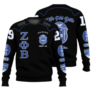 Sudadera Azul con Cuello Redondo y Bordado de la Hermandad Griega Zeta Phi Beta 1920 para Mujer - Product Image 3