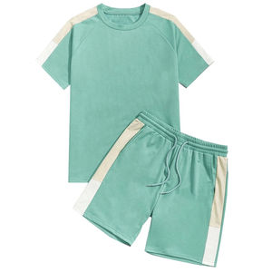 Última moda de impresión de verano conjuntos cortos Casual Color sólido hombres camiseta y conjuntos cortos Streetwear conjuntos para hombres - Product Image 6