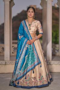 HENIXA CREATION Lehenga Choli de Diseñador Multicolor con Estampado Digital Puro y Trabajo de Lentejuelas, Largo hasta el Suelo, de Secado Rápido, Estilo Indio-Pakistaní - Product Image 3