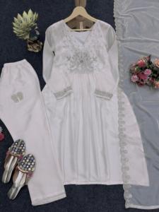 Beau costume de créateur avec intérieur et pen-Dupatta avec fil et séquence - Product Image 5