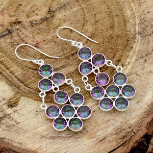 Mystic Topaz Gemstone Wholesale <b>Earrings</b> 925 Solid Sterling Silver Topaz <b>Earrings</b> for Women Girls, <b>Dangle</b> <b>Earrings</b> Silver - Product Image 3